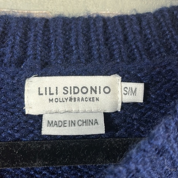Anthropologie Lili Sidonio Navy Knit Sweater- Size S/M - Picture 5 of 6